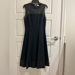 L’Agence sleeveless midi dress with lambskin accents in black - size 2